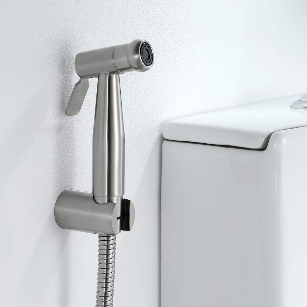 Soffione Doccia Portatile for Bidet soffione Doccia Portatile in Acciaio Inox Spazzolato con Tubo Flessibile e Supporto for Staffa for Pulizia WC, igiene Personale, Pulizia del Pavimento