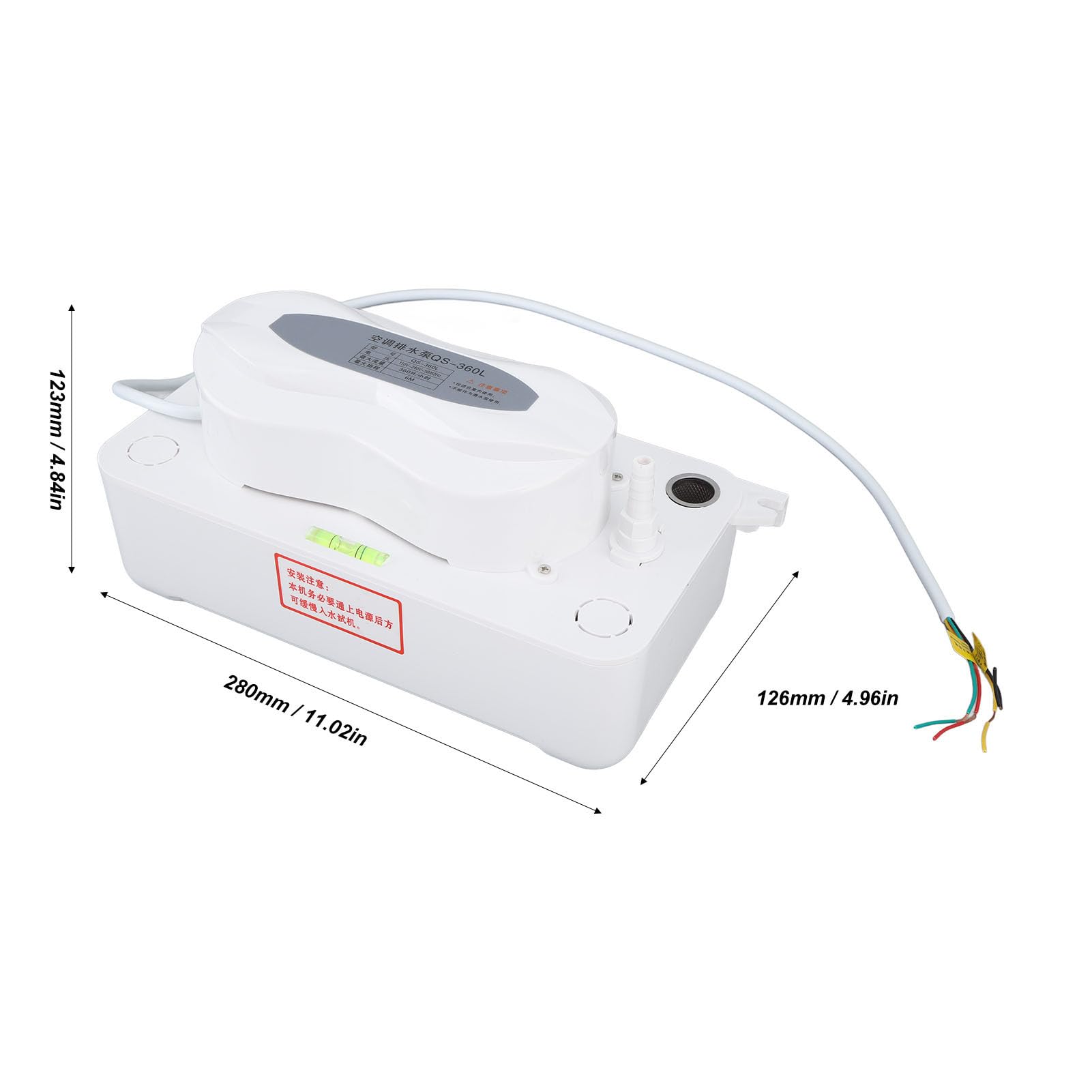 Pompa di Condensa ABS Pompa di Scarico AC Automatica 1800 Ml 360 L H 6 M Sollevamento 29 DB per Mini Condizionatore Split Deumidificatore per Uso Interno con Livellatore