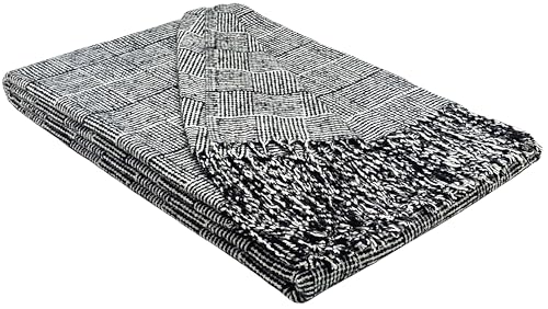 STTS International Decke sehr weiches Plaid Wohndecke Kuscheldecke Tagesdecke Palmera 140 x 200 cm (Schwarz-Weiß (P))
