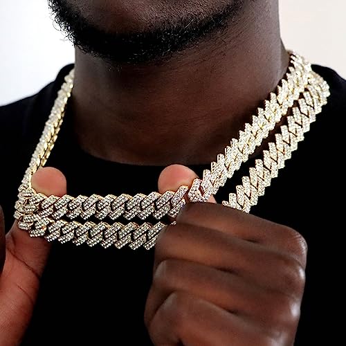 Miami Necklaces Cuban Pedant Necklace, Iced Out Bling Diamond Jewelry Silver/Gold Hip Hop Cuban Link Chains for Men Women2