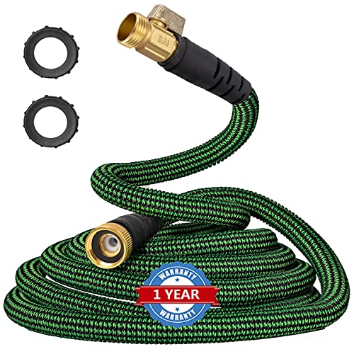 Expandable Garden Hose 25 ft + 5ft ( 30ft ) 3 Layers Latex Core Durable Leakproof Water Hose,3 Times Expandable Flexible Hose with Aluminum-magnesium Alloy Fittings Connectors Garden Hose 30 feet