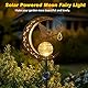 Solarlampen für Außen Gartendeko für Draußen Wetterfest, Mond Solarleuchten Garten Deko, Metall Mond Gartenleuchte LED Glaskugel, Elfe Solarleuchte für Terrasse, Balkon, Weg, Rasen, Hof, Geschenk