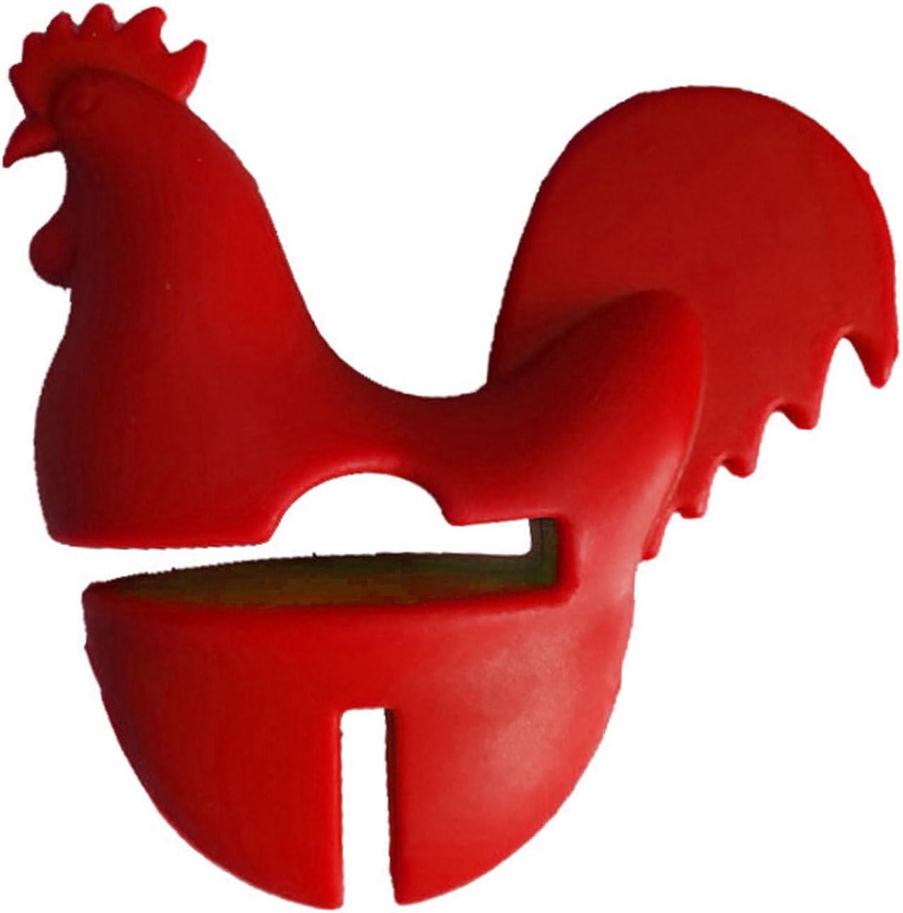 Kitchen Rooster Pot Clip Soft Elastic Silicone Rooster Kitchen Accessories Clip for Home Cooking Baking (Red)