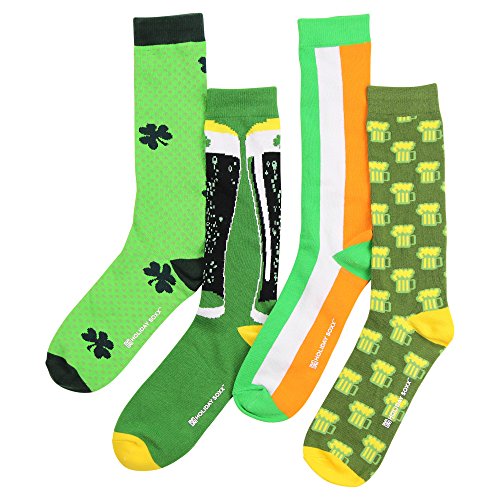 Mens Beer and St Patrickâ€™s Day Crew Socks 4-Packs (St. Patricks Day