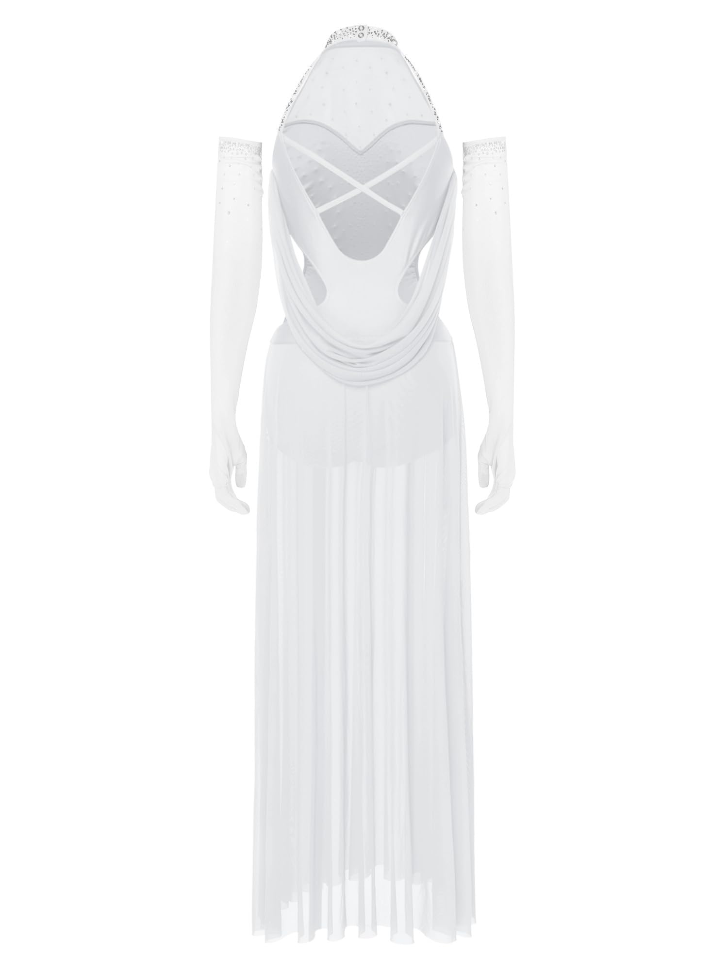 ranrann Vêtement Ballet pour Femme Jupe en Tulle Fluide en Mesh Robe avec Jupe De Tulle Découpée Et Voile Flottant Robe Longue Maxi Vacances