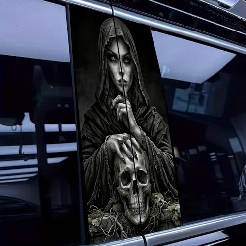 Image of Halloween Cars Body Horror Sticker, Classic Horror Movie Characters Peeking Decal Michae Waterproof Scary Vinyl Stickers for Bumper Car Decals 11in*18.89in (Shh Beauty)