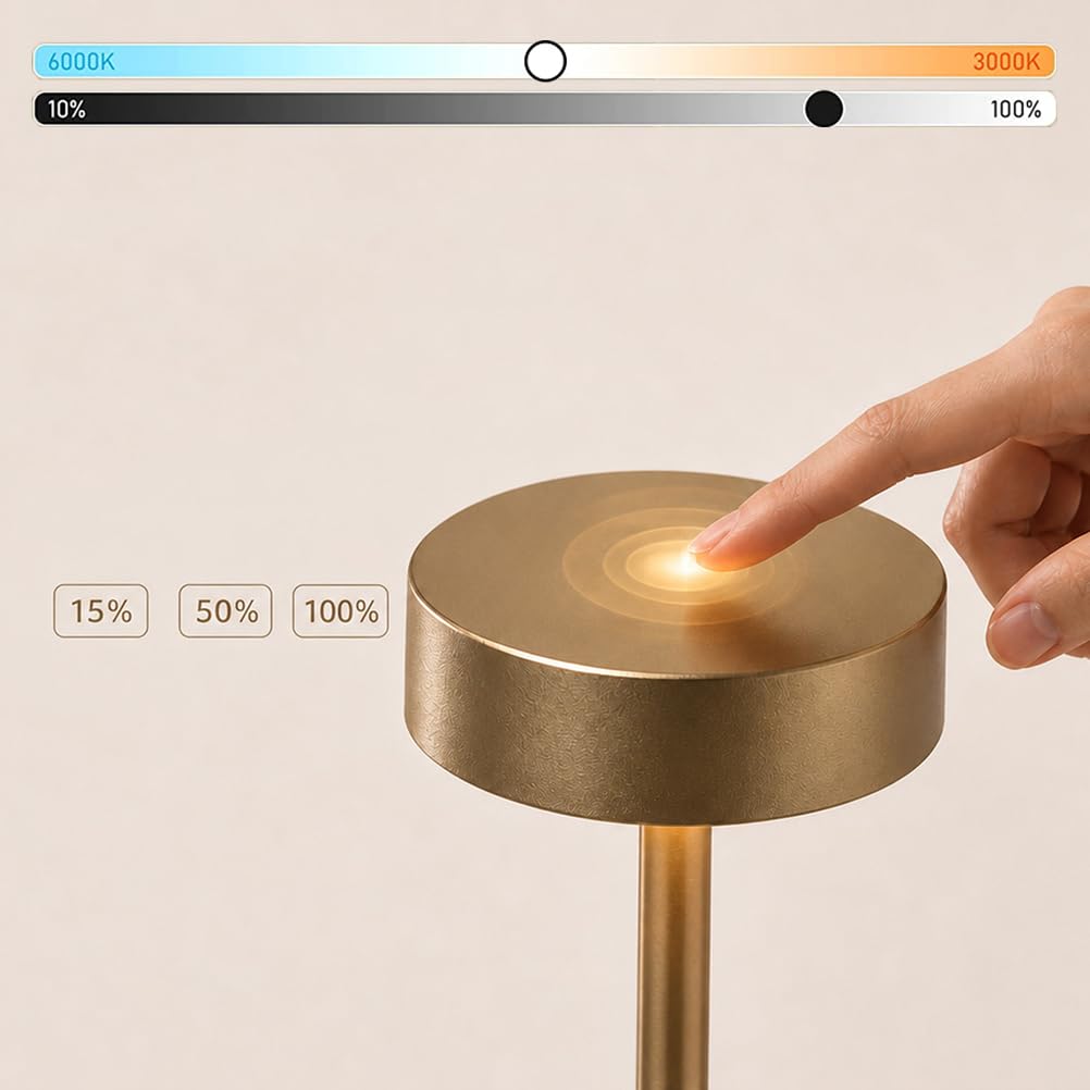 AoLa LED Tischlampe Kabellos Touch Dimmbar Tischleuchte Akku USB Aufladbar 1200mAh Batterie Lampe Nachttischlampe Ohne Kabel mit Touch Schalter Tischlampe 3000K-6000K für Schlafzimmer Wohnzimmer,A