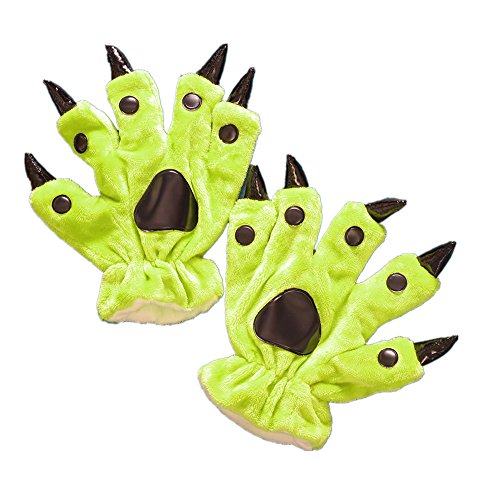 QZERPLAY Unisex Paw Claw Winter Finger Gloves for Halloween Costume Green S