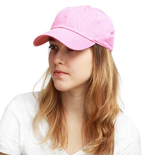 The Hat Depot 300N Washed Cotton Low Profile Baseball Cap (Pink)