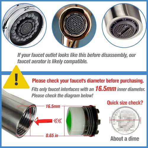 6-Pack 16.5mm Faucet Aerators with Stainless Steel Removal Tool