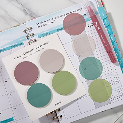 Pastel Round Transparent Sticky Notes, Set Of 4 Circle Clear Sticky Tabs, Translucent Page Flags Book Markers Stickers, Planner Accessories, Bible Journaling Study Office School Supplies (Pastel) #TOP7