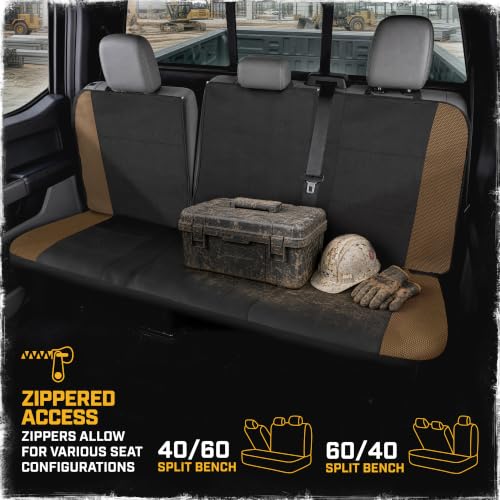 Image of CAT MeshFlex Seat Covers Full Set for Full-Size Pickup Trucks Only - Beige | Front Bucket Seat Covers & 60 /40 Split Rear Bench Protector - Interior Accessories For F-150, Silverado, Ram, Sierra & Tundra