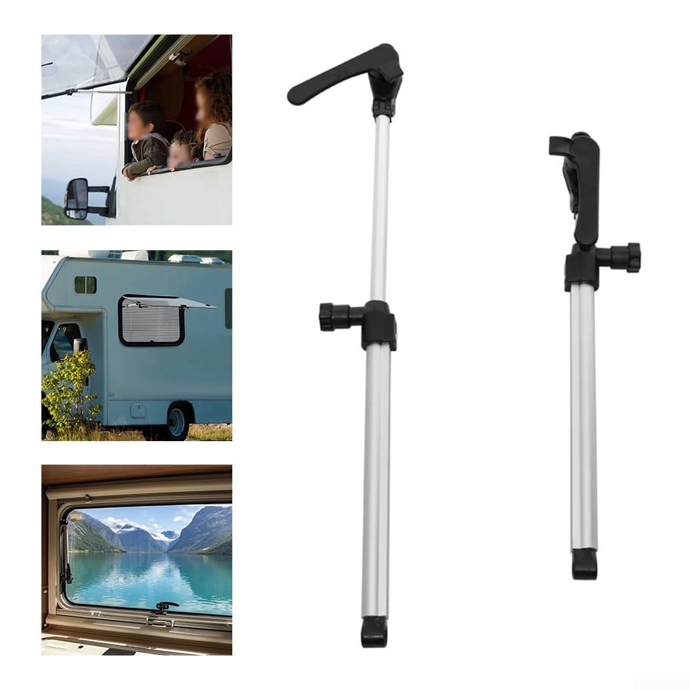 Set di 2 pezzi per supporto finestra camper montante telescopico asta 255-335 mm RV rimorchio parti camper in lega di alluminio blocco di sicurezza meccanismo aperto automatico