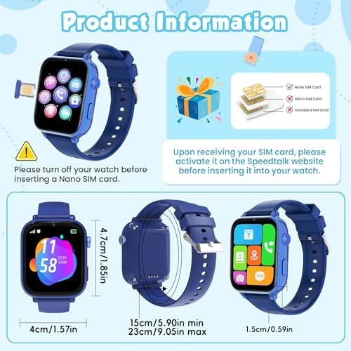 Image of MOKAST Kids Smart Watch Toys for Boys Girls - Children Watch for Kids 4-12 Years Touch Screen Watches with 15 Games Video Camera Music Player Alarm School Mode Education Birthday Gifts (4G Blue)