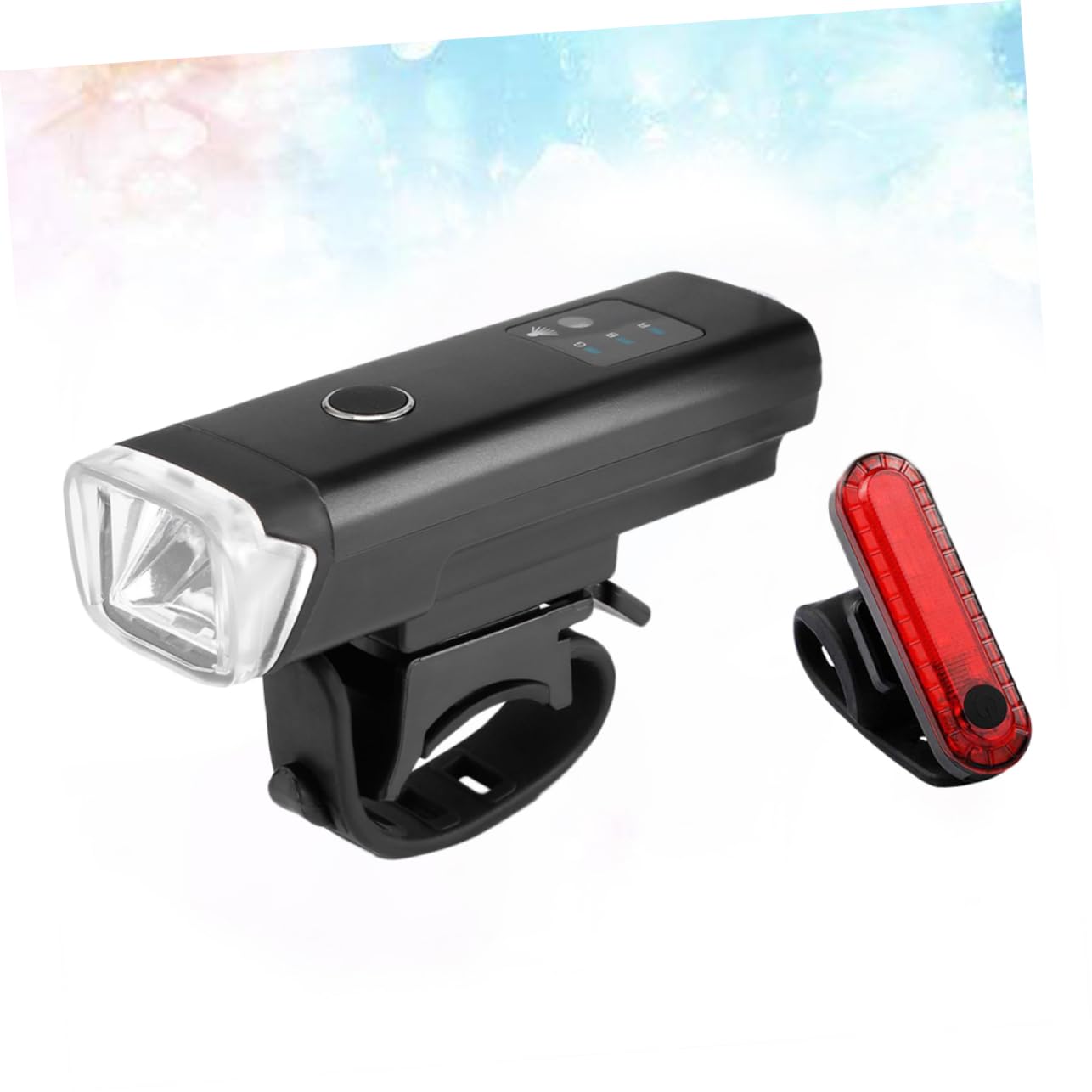 INOOMP 2 Pezzi 4 modalità Luce Anteriore per Bici 350 Luminosità Massima LED Torcia Luce Ricaricabile Set per Strada di Montagna