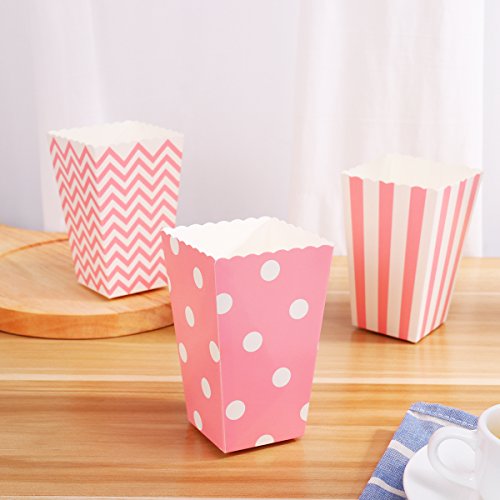 Nuolux 48Pcs Popcorn Boxes Cardboard Candy Container Rugby Stripe Wave Dot Pattern Deco #TOP5