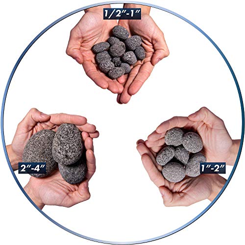Black 2 Inch - 4 Inch Fire Rock | Fireproof and Heatproof Round Pebbles for Indoor or Outdoor Gas Fire Pits and Fireplaces - Natural, Hand-Picked Stones | 10 Pounds
