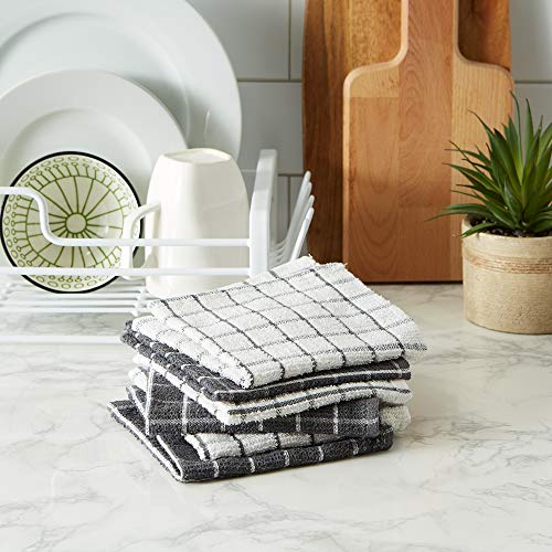 DII Terry Combo Windowpane Dishcloths Absorbant, Multi-Use, Fast Drying and Machine Washable, 12x12