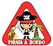 Haberdashery Online Pegatina Adhesiva Bebé a Bordo. Adhesivo vinilo para coche o moto. 15 x 13,7 cm. (14. Pirata Niña)