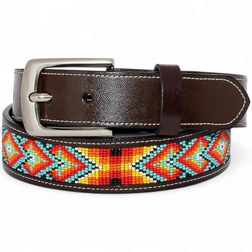 Handmade beaded Leather Belt For Women And Men, Cowboy Cowgirl Gift Accessory.4