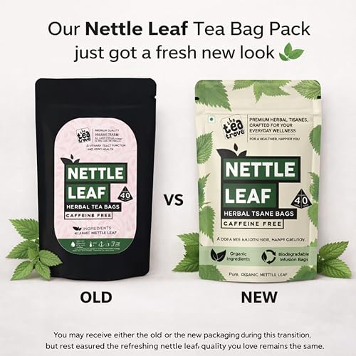 Image of the tea trove Organic Nettle Leaf Tea Bags - 40 Eco-Friendly Stinging Nettle Tea Bags In Resealable Pouch For Everyday Wellness, Caffeine Free | Pack Of 1, 40 grams