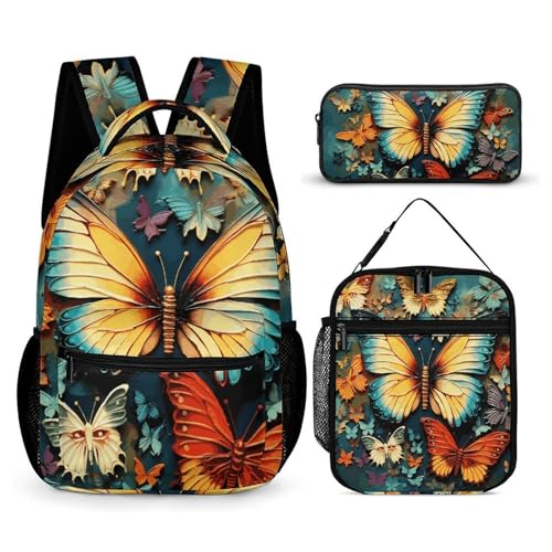Colorful Backpack Set Lightweight Bag Lunch Box Pencil Bags for Women Men Bookbags 3 in 1