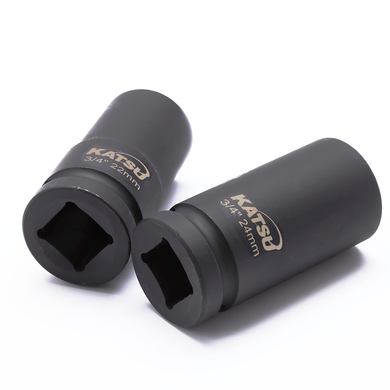 KATSU llaves de vaso impacto de 3/4" 8 Piezas, Juego de llaves de Vaso de Impacto Profundo, llave Métrica Resistente de 22mm a 41mm, Herramienta de Reparación de Motores de Camiones Tractores 420460
