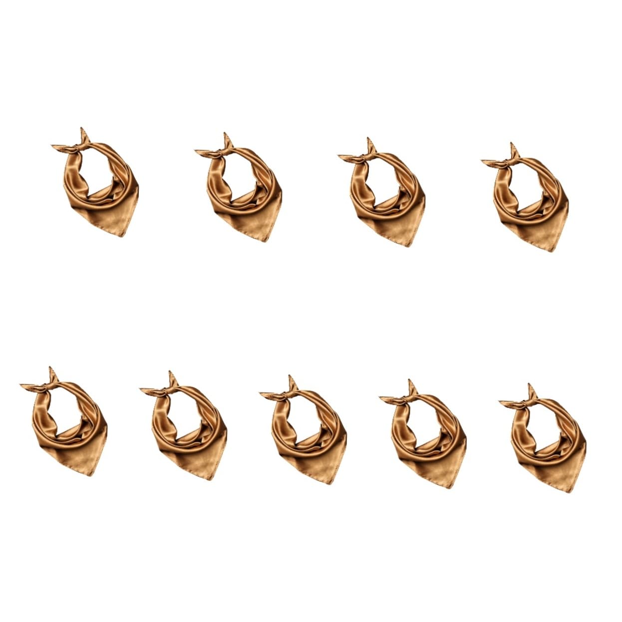9piezas Bufanda Para Mujer Accesorio De Moda Color Sólido Pañuelo Cuadrado Dorado