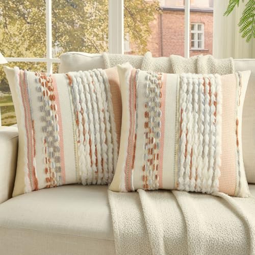 FUTEI Pack of 2 Boho Chenille Decorative Throw...