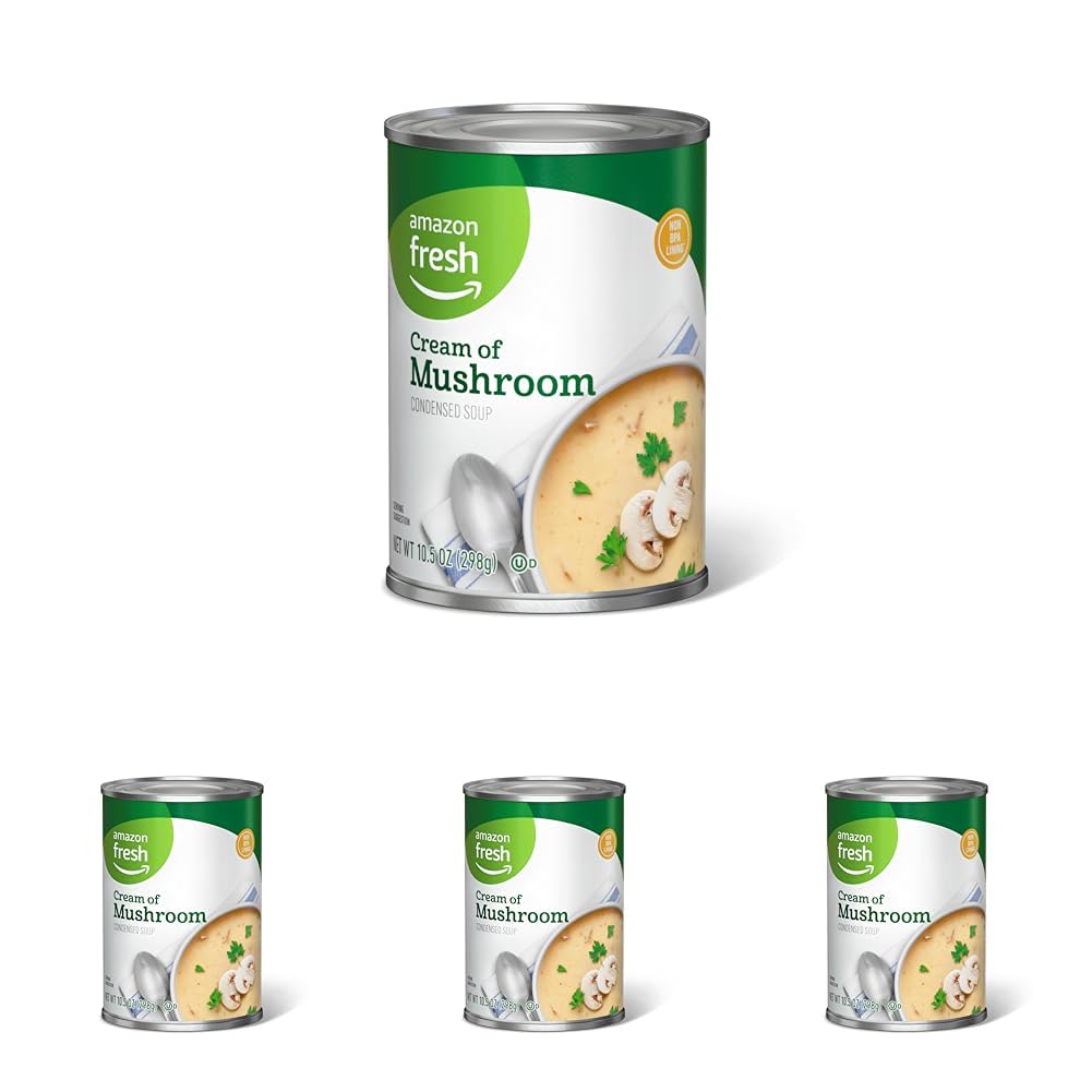 Amazon Fresh, Condensed Cream of Mushroom Soup, 10.5 Oz (Previously Happy Belly, Packaging May Vary) (Pack of 4)