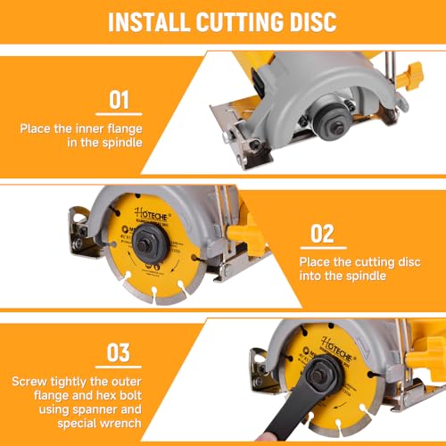 Image of Hoteche 4-3 /8-Inch Dry /Wet Masonry&Tile Saw 1300W Electric Cutter for Stone, Ceramic and Marble Cutting(Tool Only)