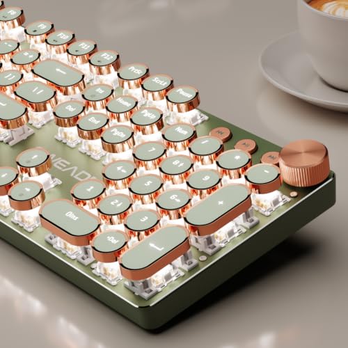 Wireless Typewriter Style Mechanical Keyboard with White...
