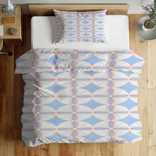 Housse de couette microfibre 240x260 gris violacé avec taie oreiller 65x65 géométrique - 4
