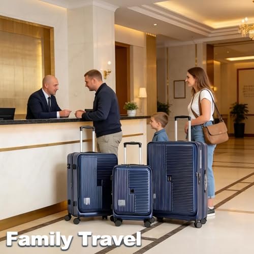 Image of Hardshell Luggage Sets 3 Piece with Spinner Wheels, Expandable Carry On Luggage with Front Open Pocket, TSA Lock, Hardside Suitcase Set for Travel, Business, Plane