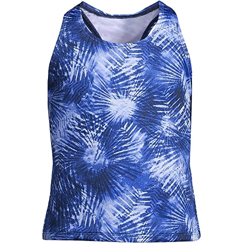 Image of Lands' End G Tankini Swim Top Deep Sea Navy Tie Dye Palm Kids 4