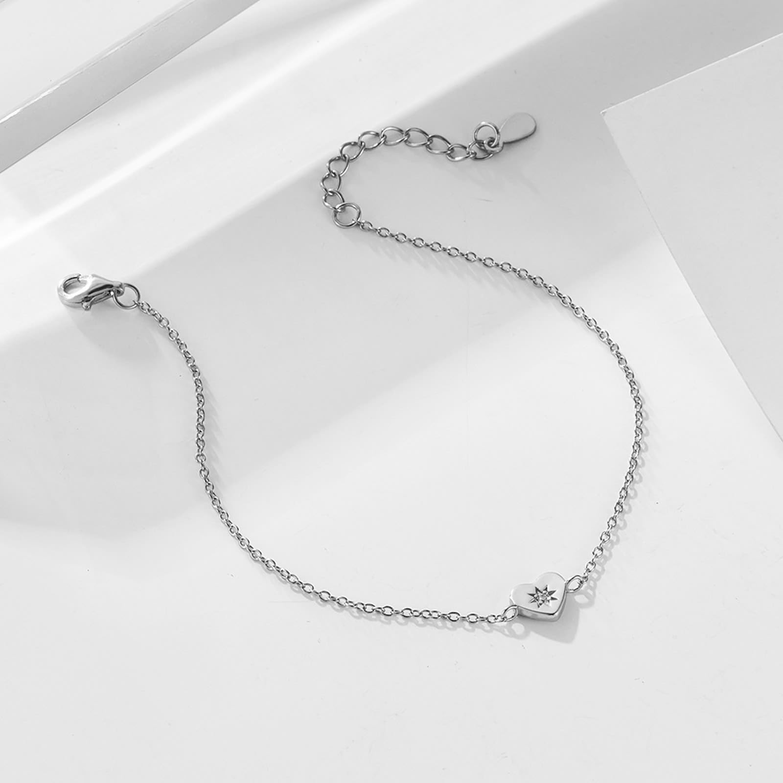 KnSam Pulseras de oro auténtico para mujer de 9 K/14 K/18 K, pulseras clásicas con corazón con laboratorio creado con diamantes, pulseras de oro amarillo Au 375/585/750