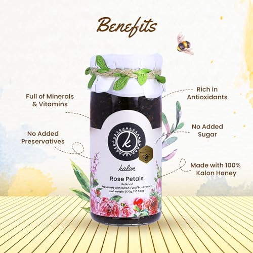 Image of KALON 100% Natural Gulkand Rose Petal Preserved Honey | No Added Sugar and Preservatives - 300 gm