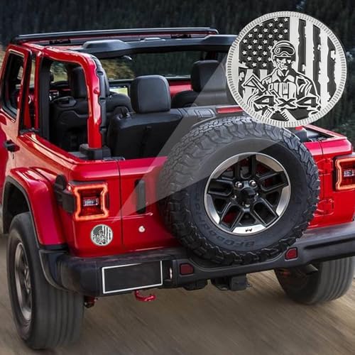 Image of CONGCONG for Jeep Emblem babge National Flag Veteran Metal Automotive Badge Specifically Designed for The Jeep Wrangler Cherokee - Stick it Anywhere(Veteran Silver Black)
