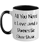 All You Need is Love and a Domestic Shorthair. Two Tone 11oz Mug, Domestic Shorthair Cat Cup, Nice Gifts For Domestic Shorthair Cat