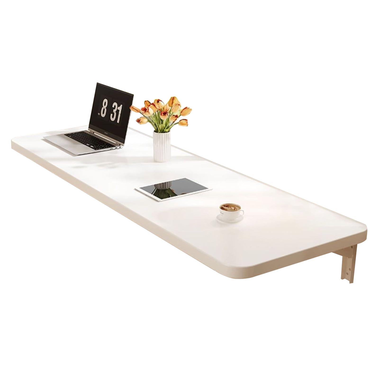 Mesa Plegable de Pared 80 x 40 cm, Mesa Abatible Multifuncional para Cocina, Comedor y Estudio, Escritorio Flotante Ahorrador de Espacio, Blanco