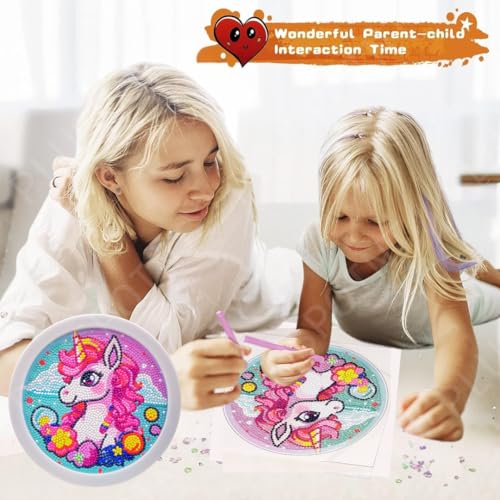 Image of PLUSPOINT 5D Diamond Gem Kits for Kids with Frame Diamond Art and Craft for Kids Ages 6 8 10 12 Gem Art Painting Kit Unicorn Crafts Unicorn Diamond Painting Kits for Girls