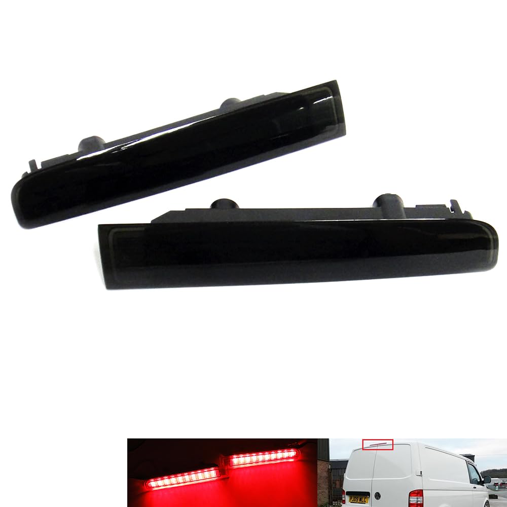 RZG Lot de 2 feux stop arrière à LED gauche et droit en verre fumé à monture élevée Troisième feu stop Noir pour 2003-2015 Transporter T5 Caravelle Multivan V