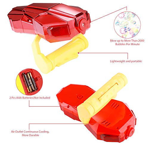 Auney Handheld Bubble Machine with Light, Automatic LED Bubble Blower Bubble Maker More Than 2000 Bubbles Per Minute, Bubble Machine for Kids, Red Bubble Toy with Sound for Kids - Thumbnail 7