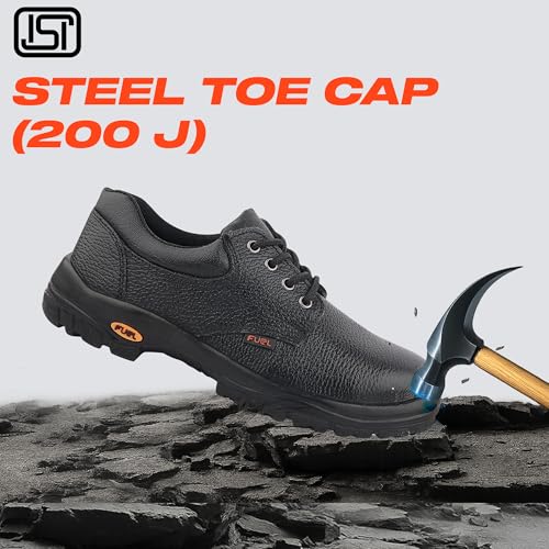 Image of FUEL Falcon-01 Genuine Leather Safety Shoes for Men Industrial PU Single Density Sole, Steel Toe, Energy Absorption Shoe (Sizes-6UK - 11UK /India)