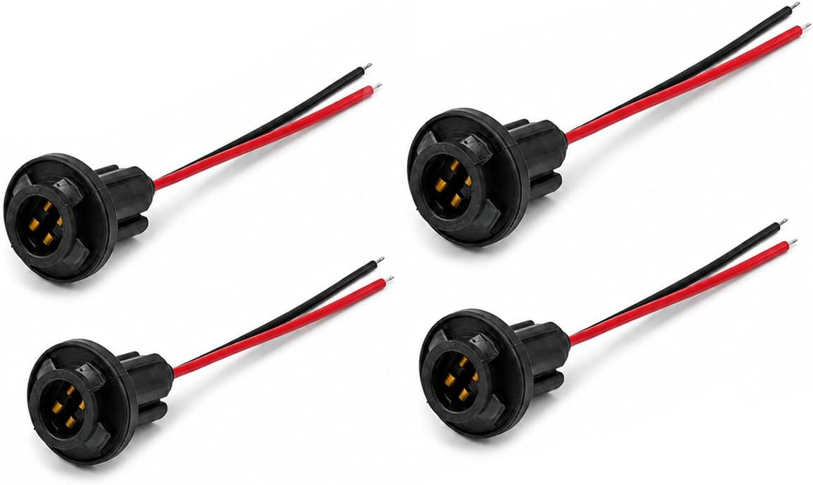 4 PCS T10 W5W 194 Bulb Socket with Wire Pigtail, T10 Pre-Wired Car Pigtail Harness Connector Light Bulb Socket, 168 175 921 Vehicle Side Marker Turn Signal Light Sockets