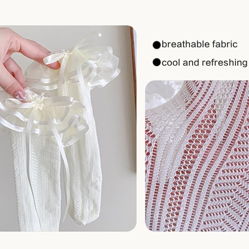 Lace Trimmed Knee Length Socks For Girls Soft Elastic Middle Tube Socks Decorative Ruffle Sweet Dress Accessories Girls' Dres4
