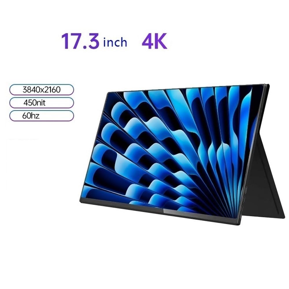 Monitor portatile da 17,3 pollici 60 Hz con schermo secondario esteso 3840 * 2160 for laptop, telefono cellulare, esterno Monitor per Smart Working