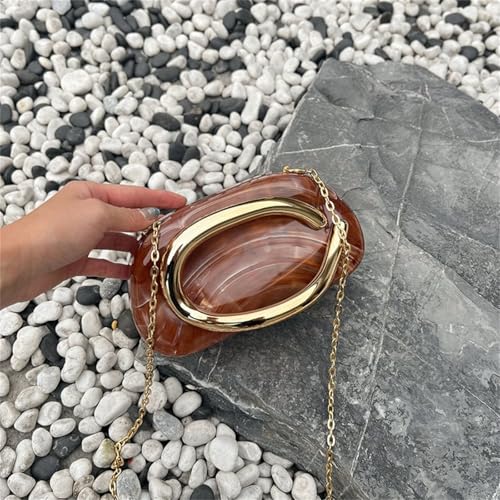 Image of Women Evening Clutch Purse Metal Handle Acrylic Purse Unique Shoulder Bag Causal Handbags for Bride Party Wedding