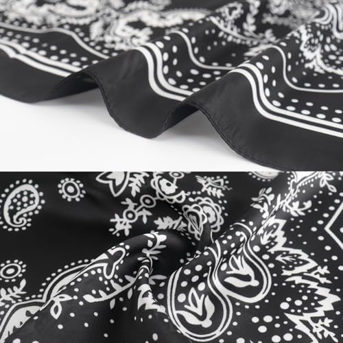 Image of 27.5 Inches Square Silk Feeling Neck Scarf for Men Necktie Silk Bandanas Pocket Square Cowboy Scarves