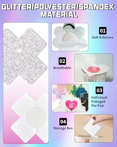 Image of CICKEE Pasties Rave Pack - 15 Pairs Nipple Covers Stickers - Disposable Sticky Breast Petals
